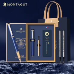 Bút ký tên cao cấp Montagut 088 chính hãng màu xanh navy tặng kèm 3 ngòi, túi và hộp