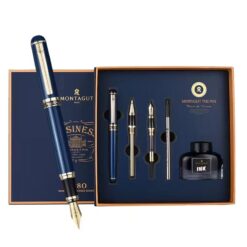 Set bút ký 5 món kèm hộp và túi đựng cao cấp màu xanh