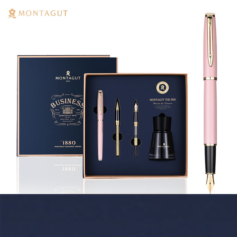 Bút ký tên Montagut 086 màu hồng cao cấp (tặng kèm 1 lọ mực và 2 ngòi thay thế)