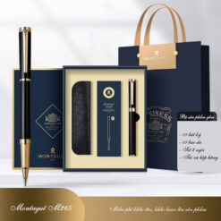 Set bút bi ký tên Montagut chính hãng M265 màu đen đính đá cao cấp