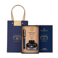 Set bút mực ký tên Montagut chính hãng M018 Carbon màu xanh