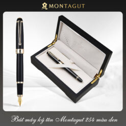 Bút máy ký tên Montagut 254 màu đen chính hãng hộp gỗ đính đá cao cấp