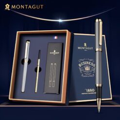 Bút bi ký tên Montagut 088 màu xám kèm 3 ngòi thay thế, hộp & túi hãng