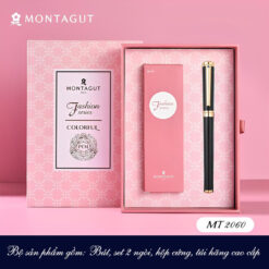 Set bút bi ký tên cao cấp MT 2060 màu đen đính đá kèm 2 ngòi