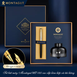 Set bút máy Montagut MT 025 cao cấp màu đen kèm hộp và túi hãng