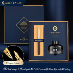 Set bút máy Montagut MT 025 cao cấp màu nâu kèm hộp và túi hãng