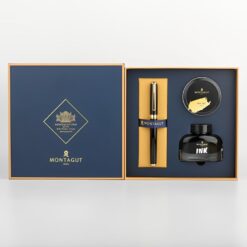 Set bút máy ký tên cao cấp MT 098 màu đen kèm 1 lọ và 10 ống mực, hộp và túi hãng sang trọng