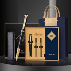 Set bút bi ký tên MT535 màu đen cao cấp kèm 2 ngòi và bao da