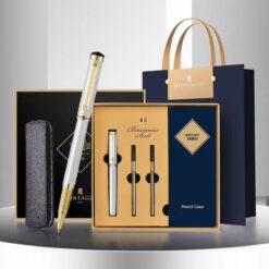 Set bút bi ký tên MT535 màu trắng cao cấp kèm 2 ngòi và bao da