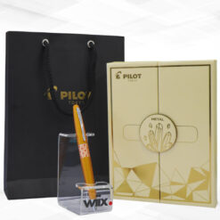 Bộ quà bút bi ký tên Pilot Retro POP màu vàng đồng cao cấp kèm hộp và túi hãng