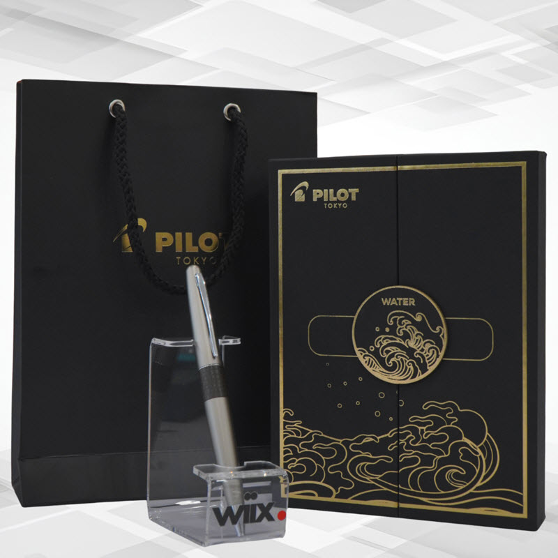 Bộ quà bút bi ký tên Pilot Retro POP màu xám cao cấp kèm hộp và túi hãng