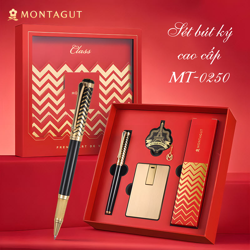 Bộ quà tặng bút ký cao cấp MT0250 màu đen Relief cao cấp