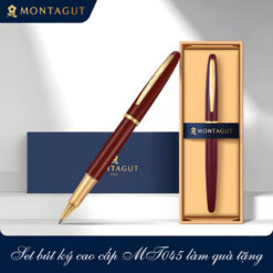 Set bút bi ký cao cấp MT045 màu đỏ mận làm quà tặng