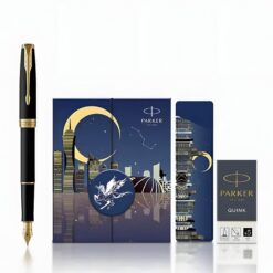 Bộ quà bút máy ký tên Parker SON Matte Black GT ngòi vàng 18k