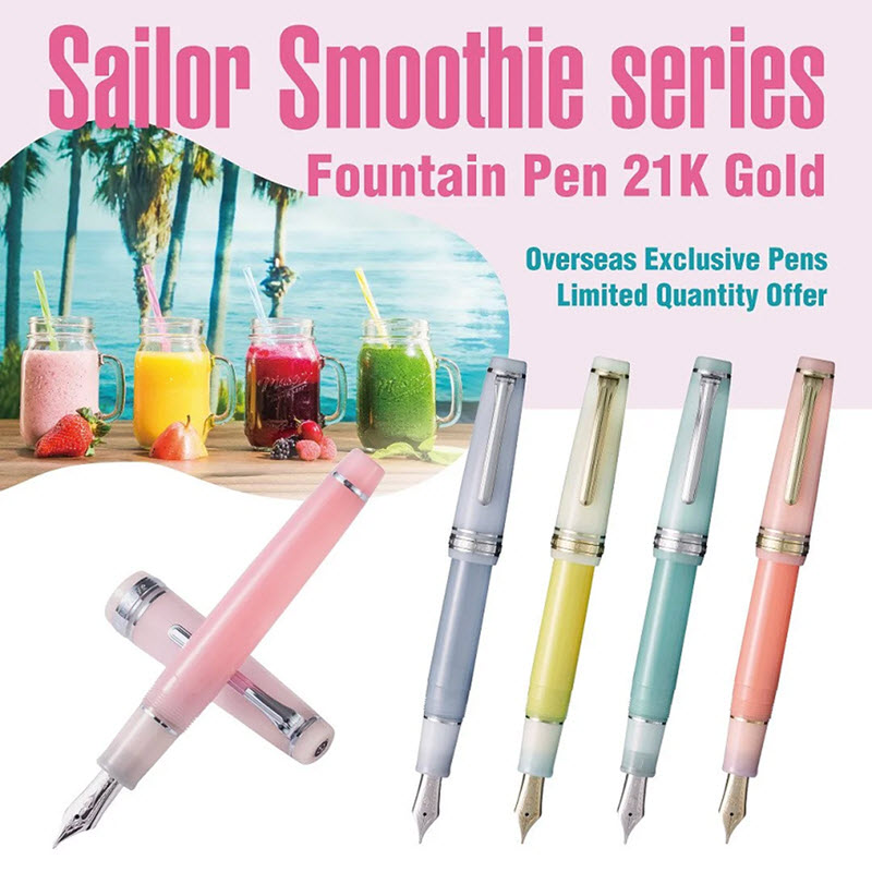Bút Máy Ký Tên Sailor PG Smoothie Blue Moon Xanh Dương Ngòi Vàng 21K - Ảnh 5