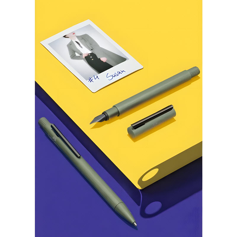 bút bi ký tên faber-castell neo slim aluminium olive green 146155