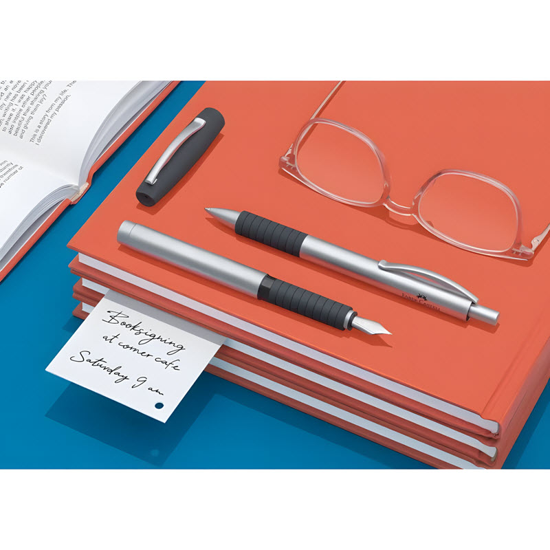 bút máy ký tên faber-castell essentio metal silver matte