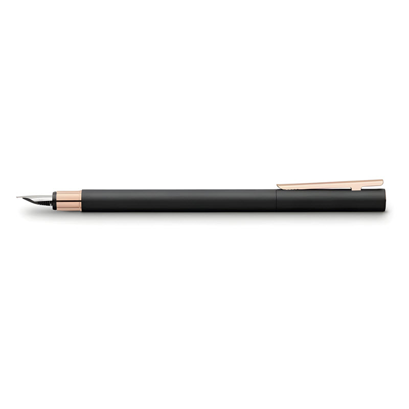 bút máy ký tên faber-castell neo slim metal black matte & rose gold