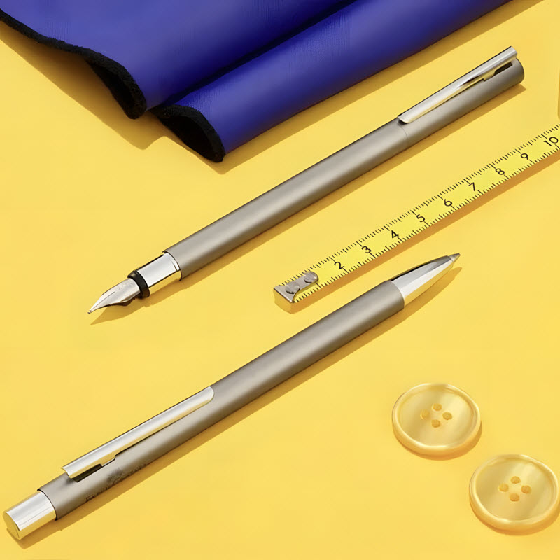 bút máy ký tên faber-castell neo slim stainless steel silver matte