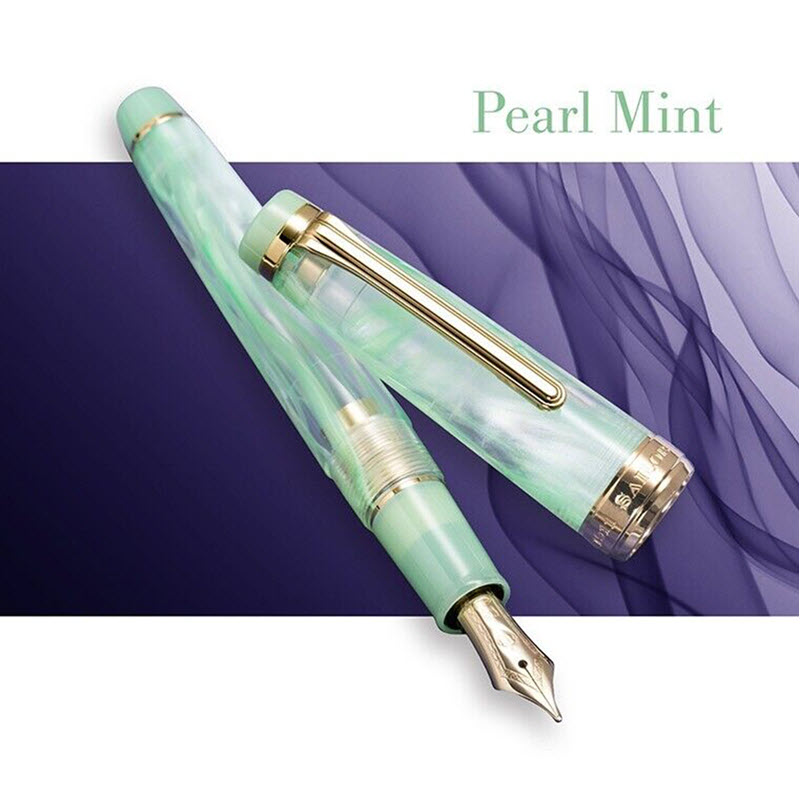 Bút Máy Sailor Veilio Pearl Mint 11-5045 Vân Cẩm Thạch Xanh Ngọc Ngòi Vàng 21K - Ảnh 5