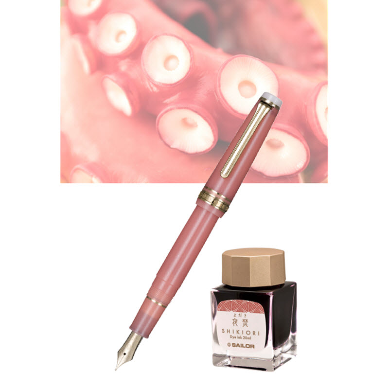 Set Bút Máy Sailor Professional Gear Slim Solar Term Tako Kèm Mực Yodaki 20ml - Ảnh 4