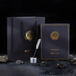 Bộ bút máy Picasso T0515 cao cấp màu đen - bạc kèm đế nhôm; túi và hộp làm quà tặng
