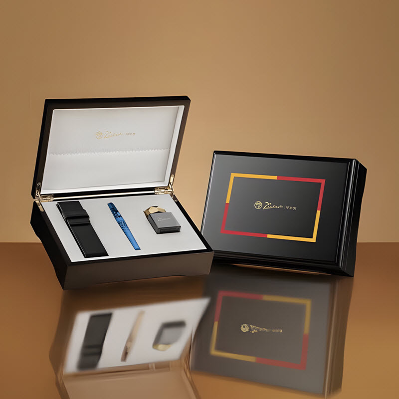 Bút máy Picasso 086 màu xanh cao cấp ngòi vàng 14k kèm hộp và túi hãng - Ảnh 4