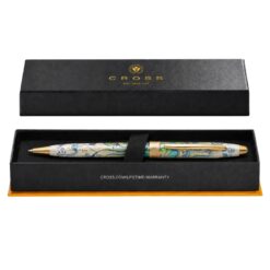 Bút Bi Cross Botanica Họa Tiết Hoa Hiên Xanh AT0642-4 – Cơ Chế Xoay, Ngòi Medium #8513, Mạ Vàng 23KT Kèm Hộp Quà