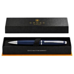 Bút Bi Cross Calais Xanh Dương Kim Loại Nhám AT0112-18 – Thiết Kế Art Deco, Xoay Tiện Dụng Kèm Hộp Quà Cao Cấp
