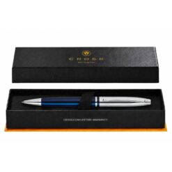 Bút Bi Cross Calais Xanh Dương Mạ Chrome AT0112-3 - Cầm Chắc Tay, Xoay Tiện Dụng, Quà Tặng Cá Nhân Hóa