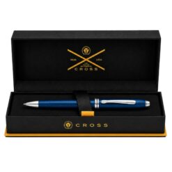 Bút Bi Cross Townsend 692TW-1 Xanh Dương Thạch Anh – Họa Tiết Kim Cương, Cơ Chế Xoay, Ngòi Trung #8513 Kèm Hộp