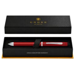 Bút Bi Ký Tên Đa Chức Năng Cross Tech3+ AT0090-13 Màu Đỏ – 3 Ngòi Viết, Stylus Cảm Ứng, Cơ Chế Xoay Kèm Hộp