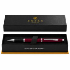 Bút Bi Nước Cross Century II Đỏ Mận Trong Mờ AT0085-114 – Mực Gel Mượt, Nắp Bấm, Chuyển Đổi Bi Khô Kèm Hộp