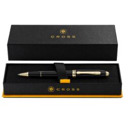Bút Bi Nước Cross Townsend 575 Màu Đen – Sơn Mài Bóng, Mạ Vàng 23KT, Ruột Rollerball Gel #8523 Kèm Hộp Cao Cấp