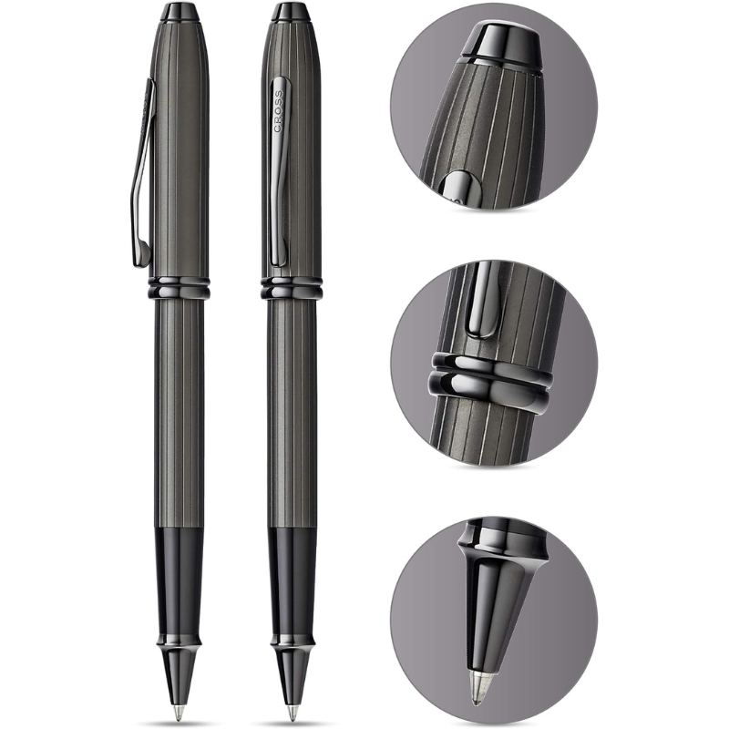 Bút Bi Nước Cross Townsend AT0045-60 – Thân Đen Nhám Khắc Dọc, Viết Gel Êm Mượt, Ruột Mực Dễ Thay Kèm Hộp Hãng Cao Cấp - Ảnh 5