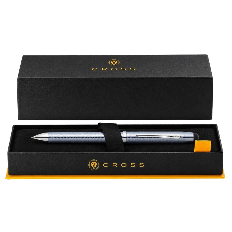 Bút Đa Chức Năng Cross Tech3+ AT0090-14 Màu Xám Xanh – 3 Ngòi Viết, Stylus Cảm Ứng, Cơ Chế Xoay Kèm Hộp
