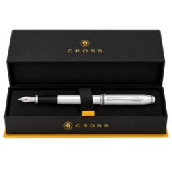 Bút Máy Cross Townsend 536-MS Mạ Chrome Bóng – Ngòi M, Họa Tiết Đường Thẳng, Dùng Converter #8751 Kèm Hộp Quà Cao Cấp